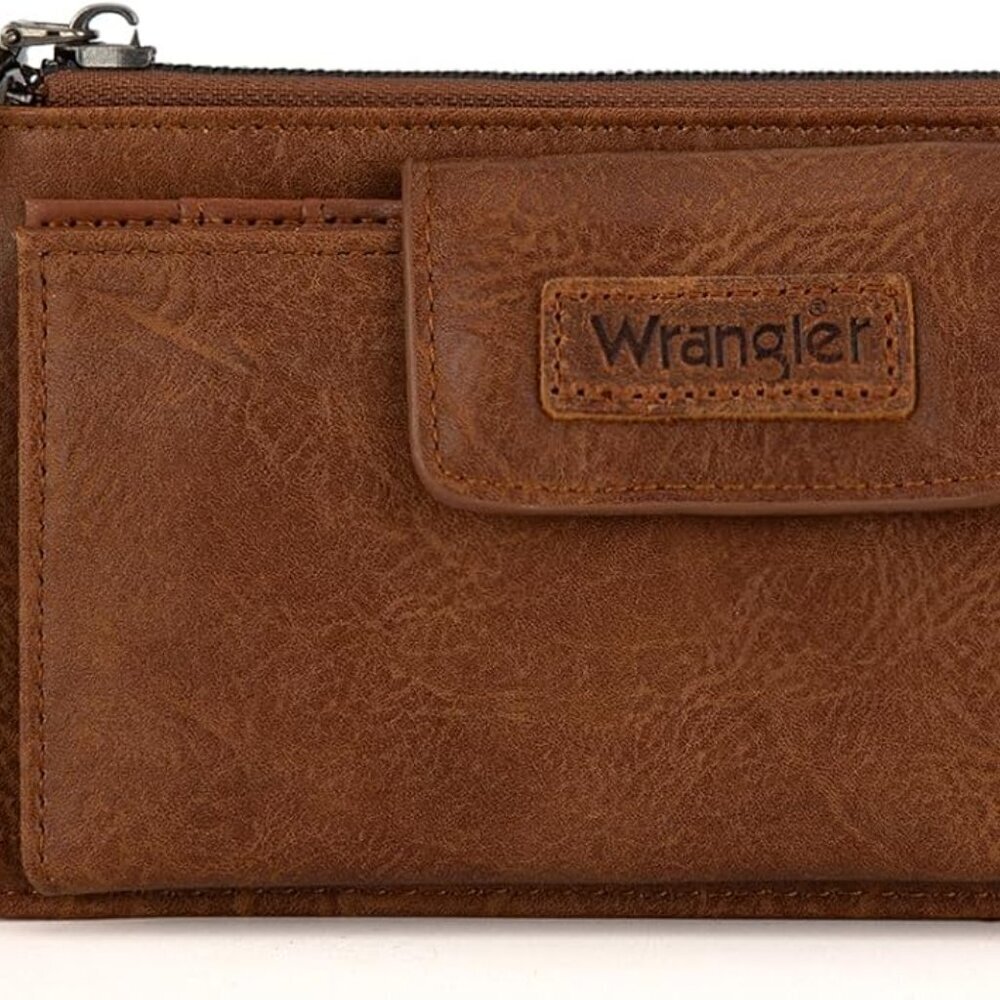 Womens Faux Leather Brown Wallet Wristlet Clutch RFID Card & Coin Organizer - Picture 6 of 6